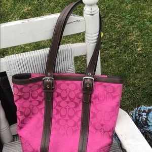 Genuine hot pink and brown coach purse